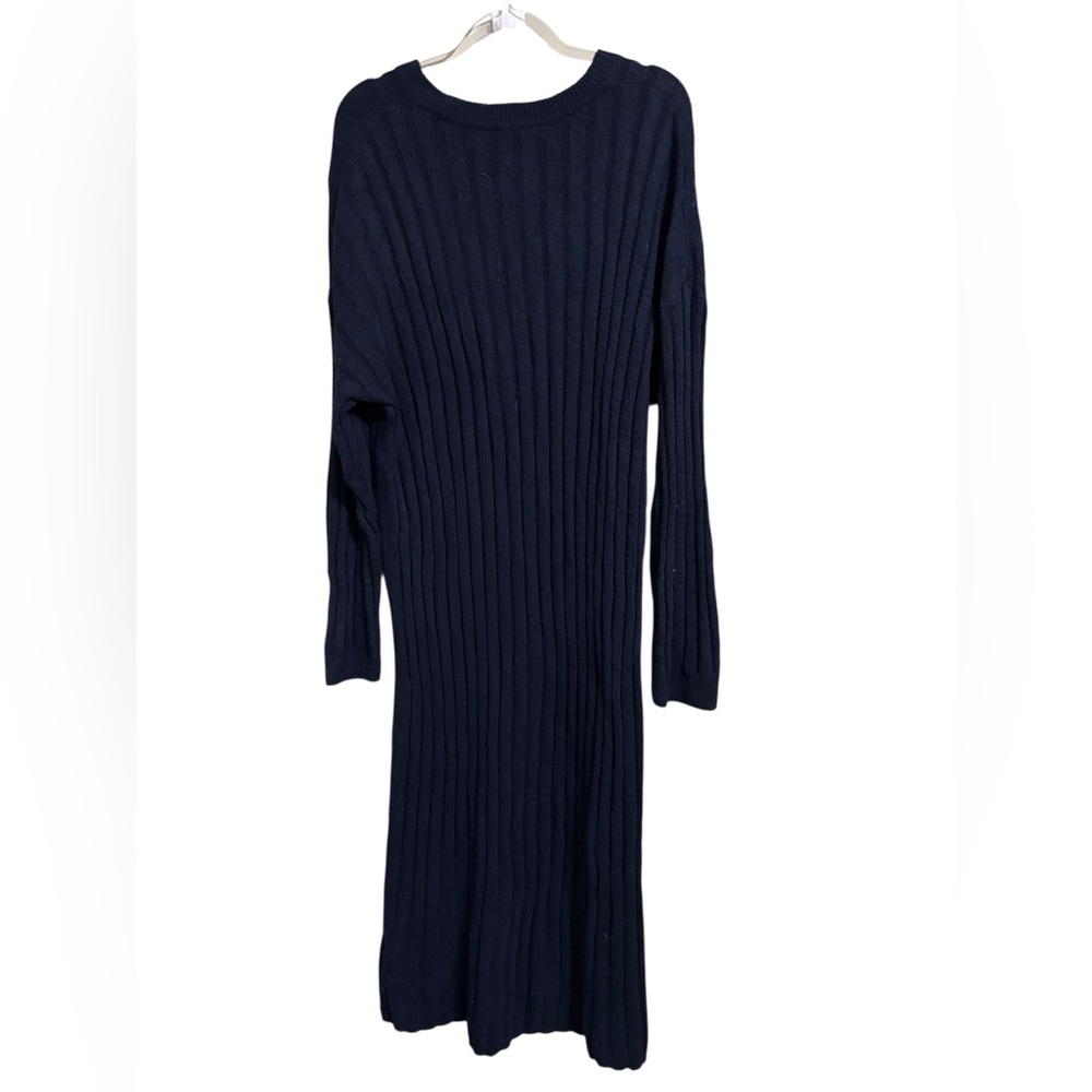 New Madewell Sz XL Re)sourced Ribbed Midi Sweater Dress NAVY - Picture 6 of 8